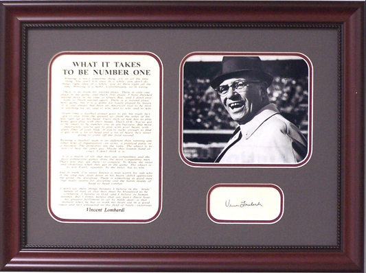 Vince Lombardi Green Bay Packers Framed Art 14" x 19" Photograph with Facsimile Cut Signature Autograph