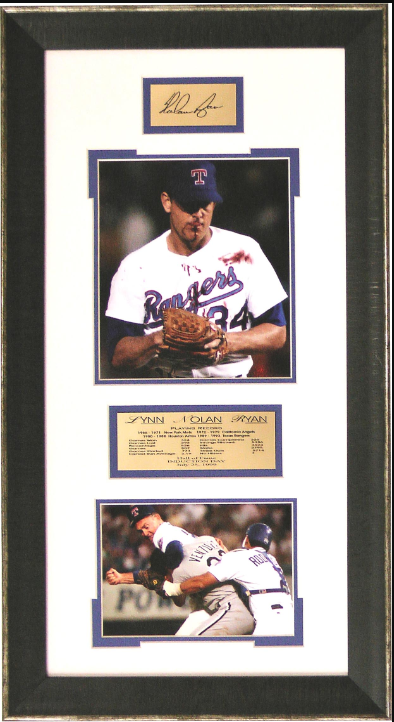 Nolan Ryan Texas Rangers Framed Art 15" x 26.5" 2-Photograph Collage with Facsimile Autographed Plate