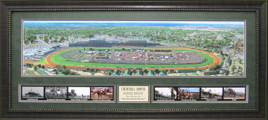 Kentucky Derby Churchill Downs Framed Art Horizontal 19" x 43" 9-Photo Collage