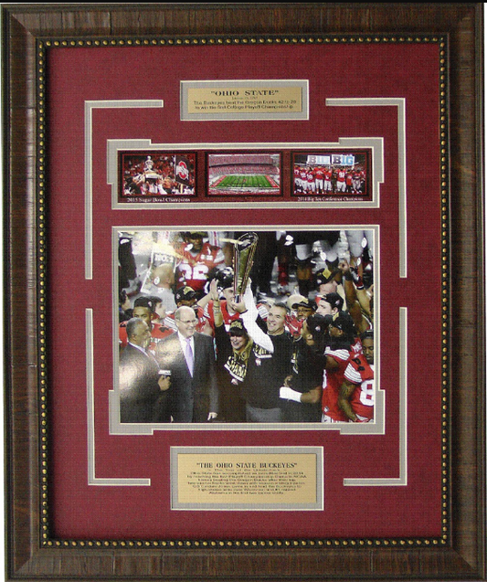 Ohio State Buckeyes 2015 College Football Playoff Champion Framed Art 19" x 23" 4-Photograph Player Collage