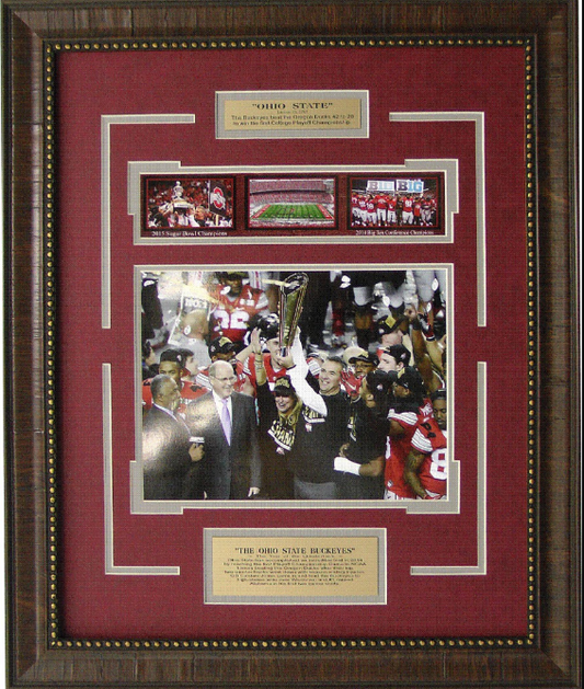 Ohio State Buckeyes 2015 College Football Playoff Champion Framed Art 19" x 23" 4-Photograph Player Collage