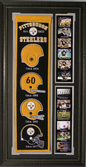 Pittsburgh Steelers Team Logos on Felt Banner Framed Art 19" X 38.5" Player Photo Collage