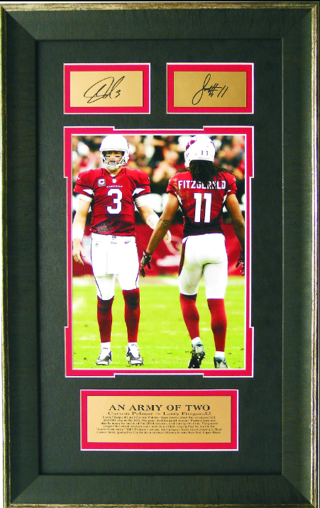 An Army of Two Carson Palmer & Larry Fitzgerald Arizona Cardinals Framed Art 13.5" x 21.5" Photograph with Facsimile Autographed Plates