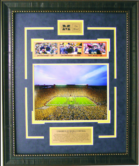 Go Blue Michigan Wolverines The Big House Framed Art 19" x 23" 4-Photograph Collage