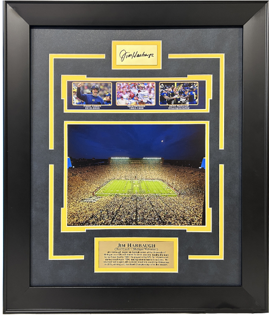 Jim Harbaugh MIchigan Wolverines Framed Art 19" x 23" 4-Photograph Collage with Facsimile Autographed Plate