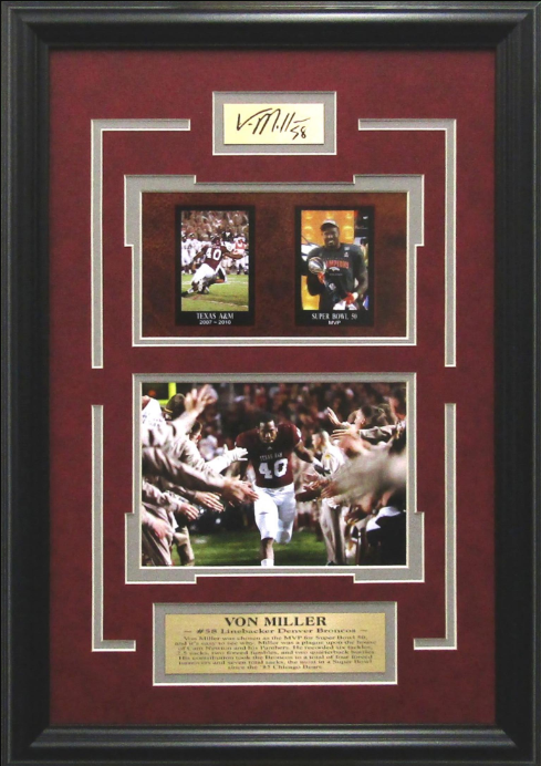 Von Miller Texas A&M Aggies Denver Broncos Framed Art 13.5" x 19.5" 3-Photograph Collage with Facsimile Autographed Plate