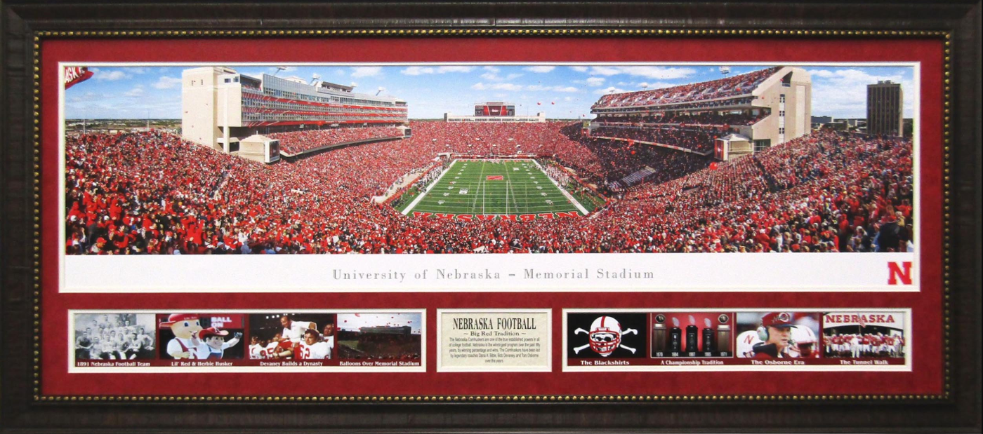 Nebraska Cornhuskers Memorial Stadium Framed Art 19" x 43" 9-Photograph Collage