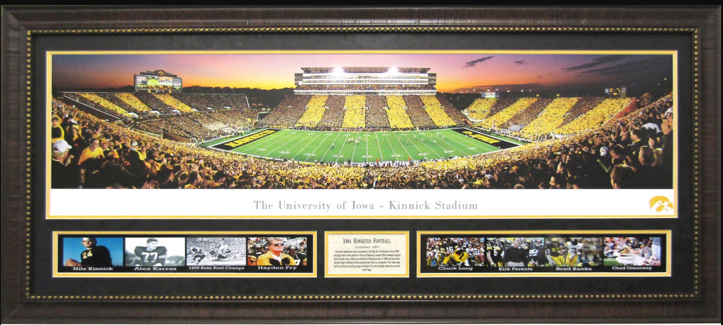 Iowa Hawkeyes Kinnick Stadium Framed Art 19" x 43" 9-Photograph Collage