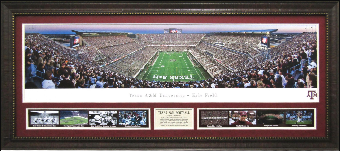 Texas A&M Aggies Kyle Field Framed Art 19" x 43" 9-Photograph Collage