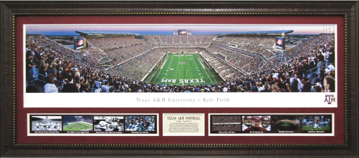 Texas A&M Aggies Kyle Field Framed Art 19" x 43" 9-Photograph Collage