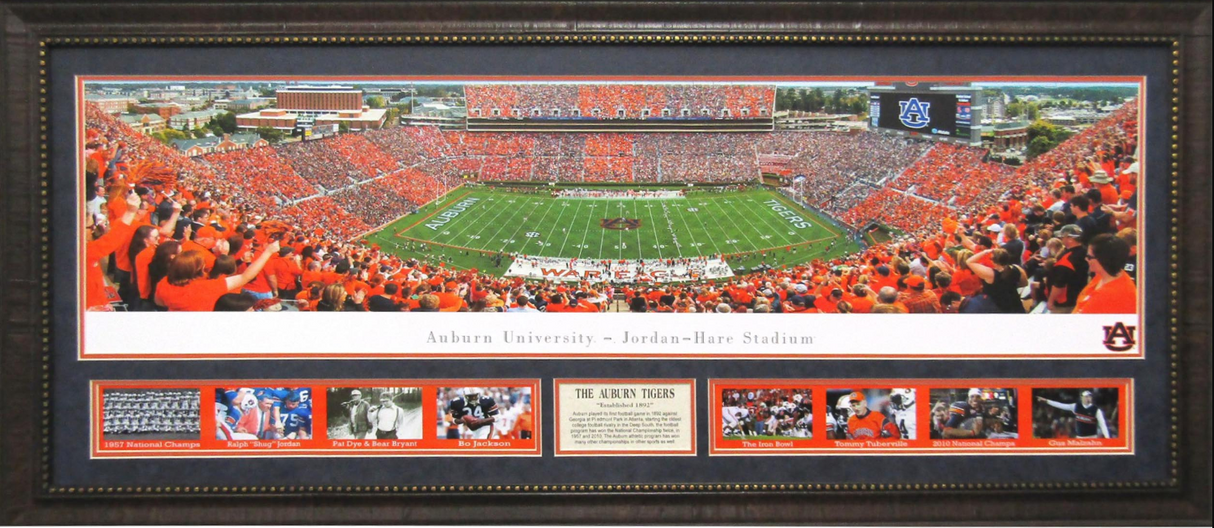 Auburn Tigers Jordan-Hare Stadium Panoramic Framed Art 19" x 43" 9-Photograph Collage