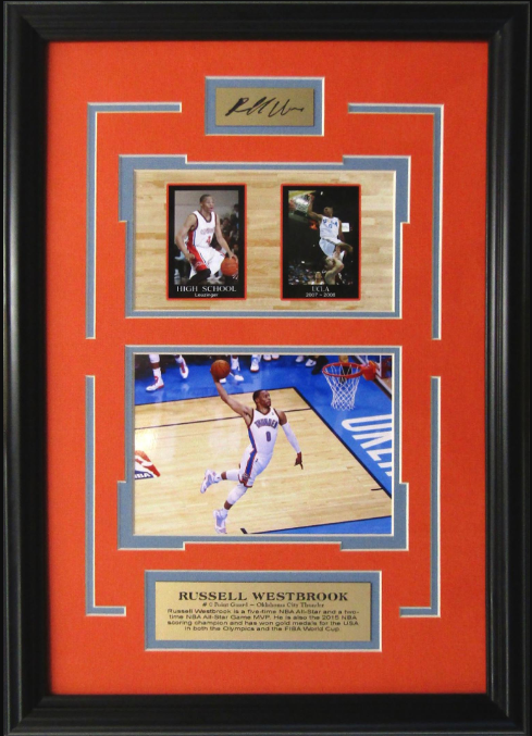 Russell Westbrook Oklahoma City Thunder Framed Art 14.5" x 20.5" 3-Photograph Collage with Facsimile Autographed Plate