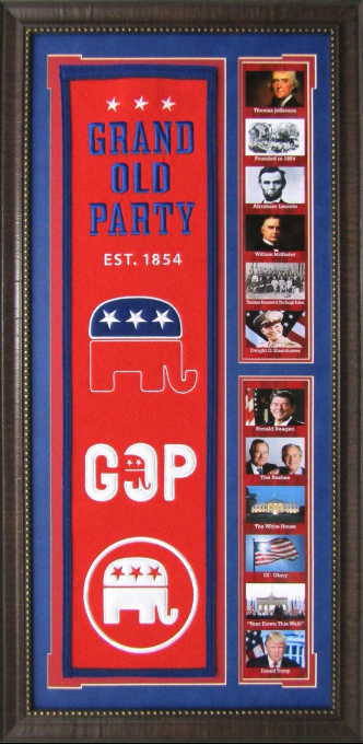 Republican Grand Old Party Emblem 19" X 38.5" Framed Art Photo Collage