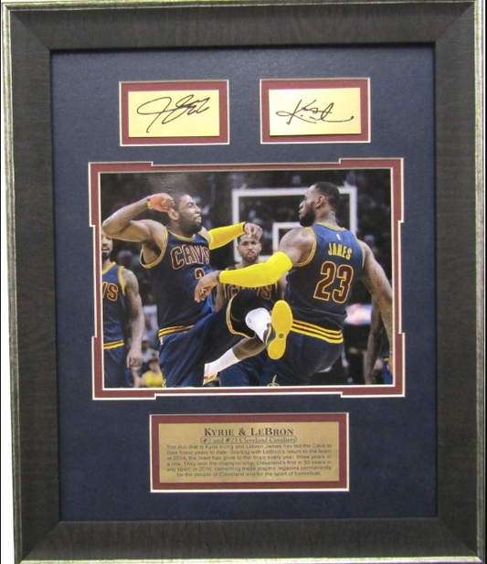 LeBron James & Kyrie Irving Cleveland Cavaliers Framed Art 15.5" x 18.5" Photograph with Facsimile Autographed Plates