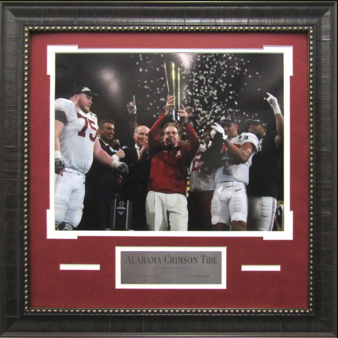 Nick Saban Alabama Crimson Tide 2017 National Champions Photograph Framed Art 20" x 20"