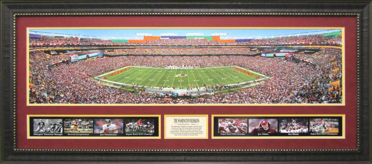 Washington Redskins Commanders Field Panoramic Framed Art 19" x 43" 9-Photograph Collage