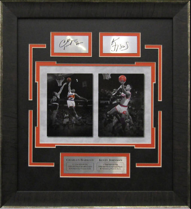 Charles Barkley & Kevin Johnson Phoenix Suns Framed Art 16.5" x 18" 2-Photograph Collage with Facsimile Autographed Plates