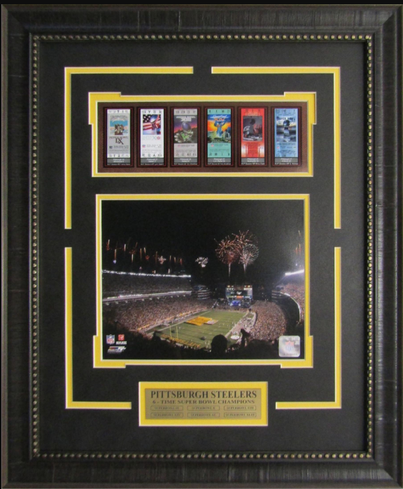 Pittsburgh Steelers 6-Time Super Bowl Champions Framed Art 23" x 19" Photograph & Replica Ticket Collage