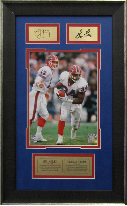 Jim Kelly & Thurman Thomas Buffalo Bills Framed Art 14" x 21" Photograph with Facsimile Autographed Plates