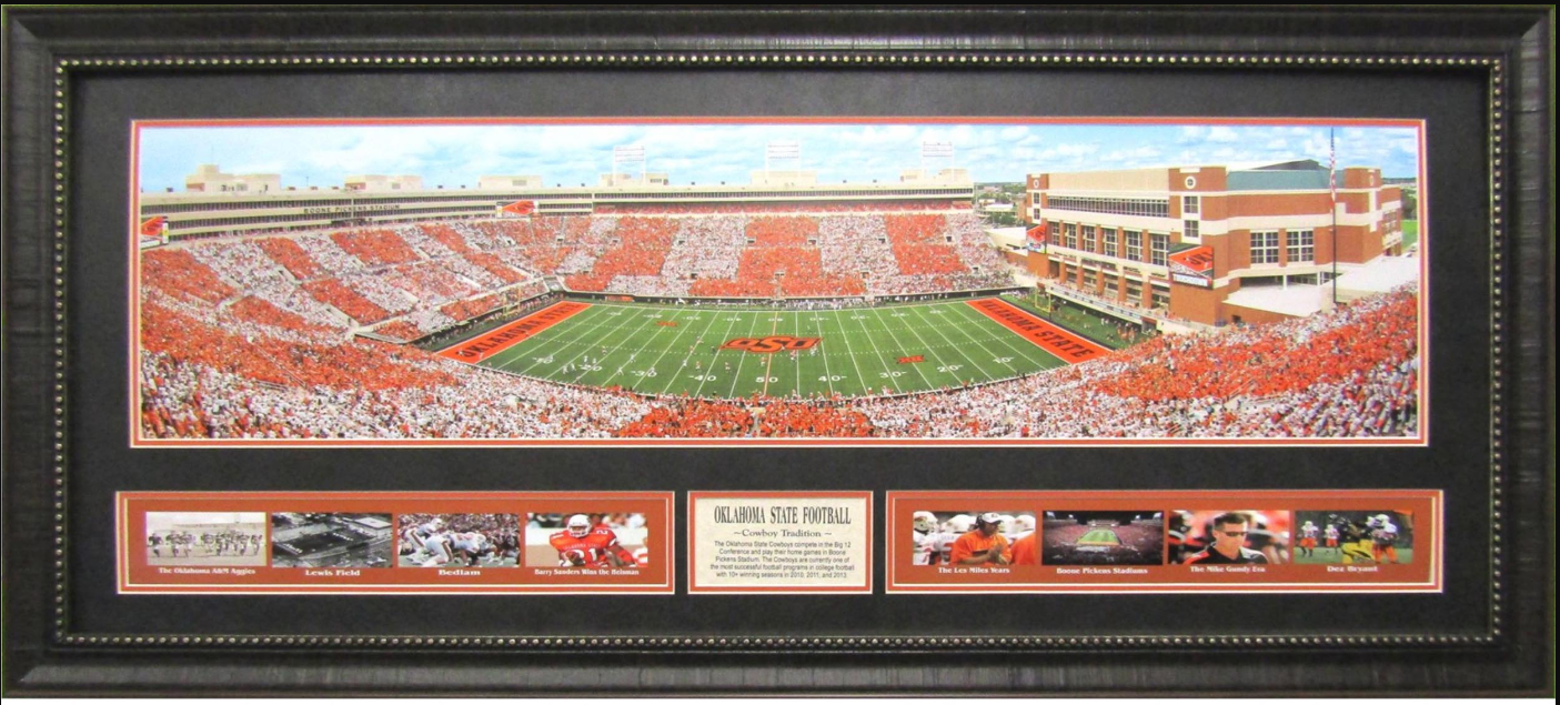 Oklahoma State Cowboys Boone Pickens Stadium Framed Art 19" x 43" 9-Photograph Collage