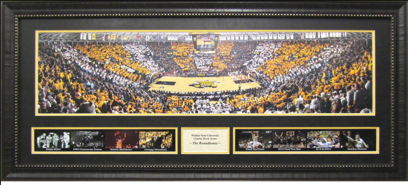 The Roundhouse Wichita State Shockers Charles Koch Arena Framed Art 19" x 43" 9-Photograph Collage