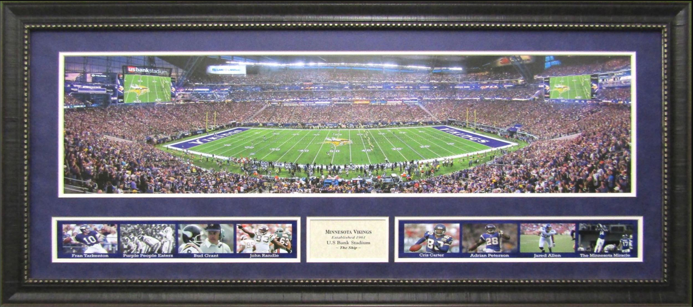 Minnesota Vikings U.S. Bank Stadium Framed Art 19" x 43" 9-Photograph Collage