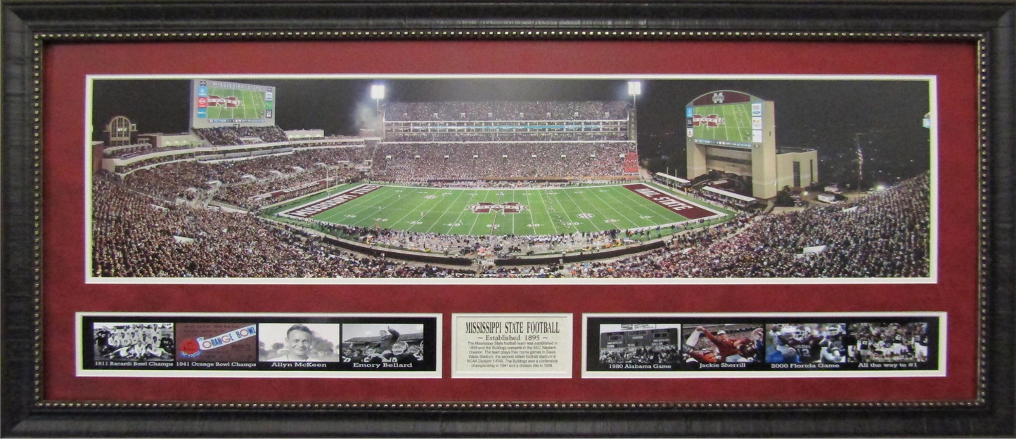 Mississippi State Bulldogs Davis Wade Stadium Framed Art 19" x 43" 9-Photograph Collage