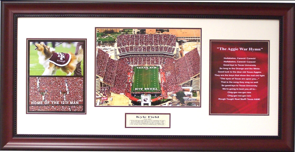 Aggie War Hymn Texas A&M Aggies Kyle Field Framed Art 20" x 39" Photo Collage