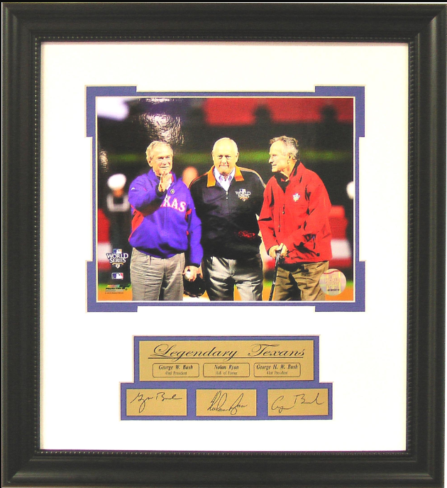 Legendary Texans George H. Bush Nolan Ryan George H.W. Bush 17" x 18.5" Framed Photograph with Facsimile Autographed Plates