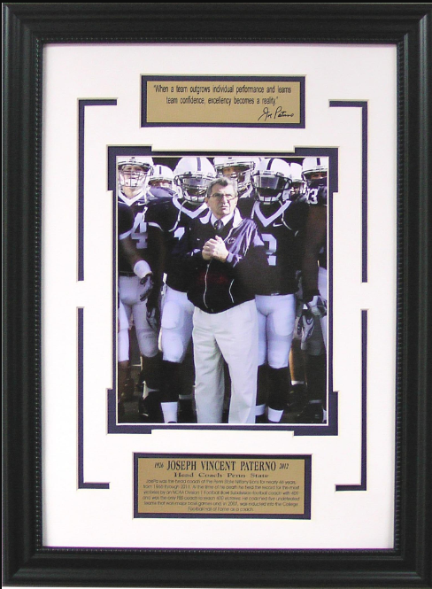 Joe Paterno Penn State Nittany Lions Framed Art 16" x 21" Photograph with Quote Plaque