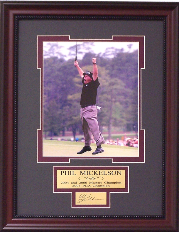 Phil Mickelson Photograph Framed Art with Facsimile Autographed Plate