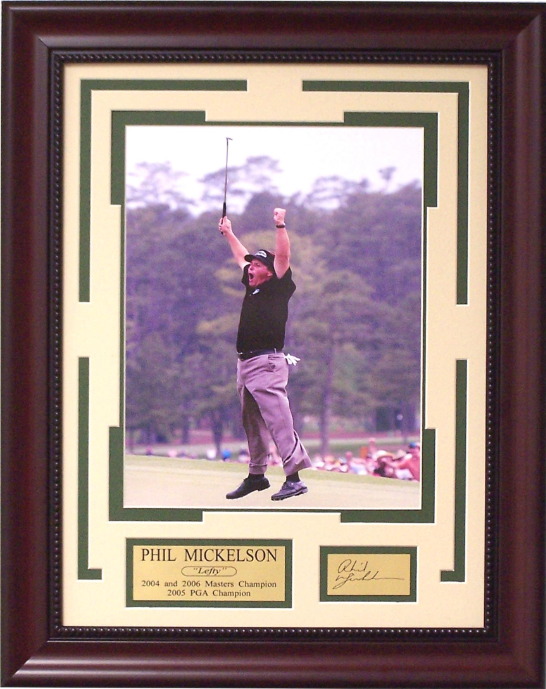 Phil Mickelson Masters Champion Photograph Framed Art with Facsimile Autographed Plate