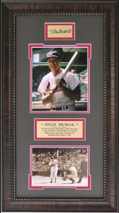 Stan Musial St. Louis Cardinals Framed Art 15" x 26.5" 2-Photograph Collage with Facsimile Autographed Plate