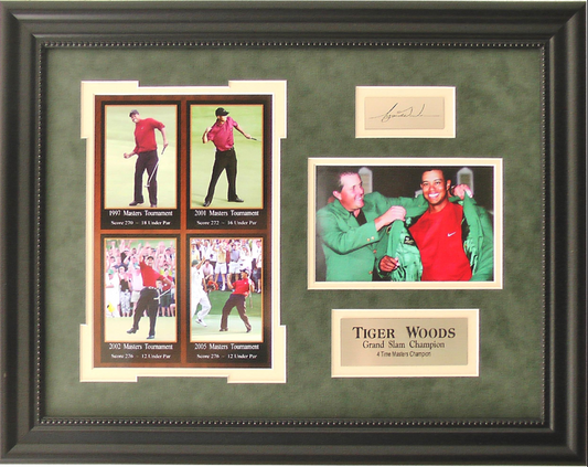 Tiger Woods Grand Slam Champion 16" x 20" Photograph Framed Art with Facsimile Autographed Plate