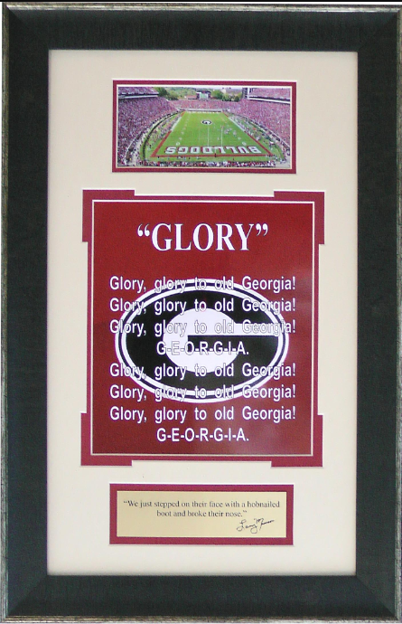 Glory University of Georgia Bulldogs Sanford Stadium Photo Framed Art 13.5" x 20.5" with Larry Munson Quote Plaque