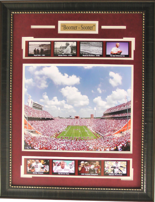 Boomer Sooner Oklahoma Sooners Gaylord Family Oklahoma Memorial Stadium Framed Art 20" x 25.5" 9-Photograph Player Collage