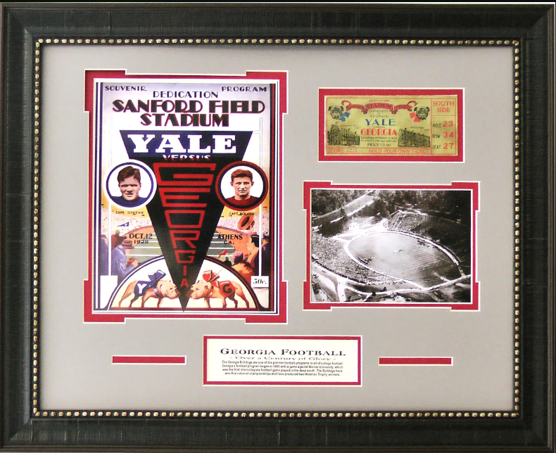 Georgia Bulldogs Sanford Stadium Dedication Framed Art 18.5" x 23"Replica Ticket Program Photo Collage