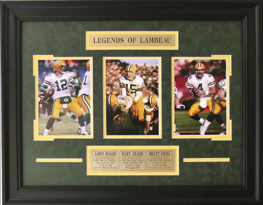 Legends of Lambeau Green Bay Packers Framed Art 18" x 23" 3-Photograph Collage