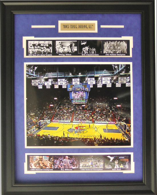 Rock Chalk Kansas Jayhawks Allen Fieldhouse Framed Art 20" x 25.5" 9-Photograph Collage