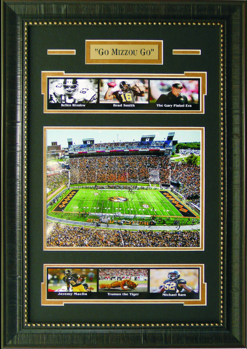 Missouri Tigers Faurot Field at Memorial Stadium Framed Art 16" x 23" 7-Photograph Player Collage