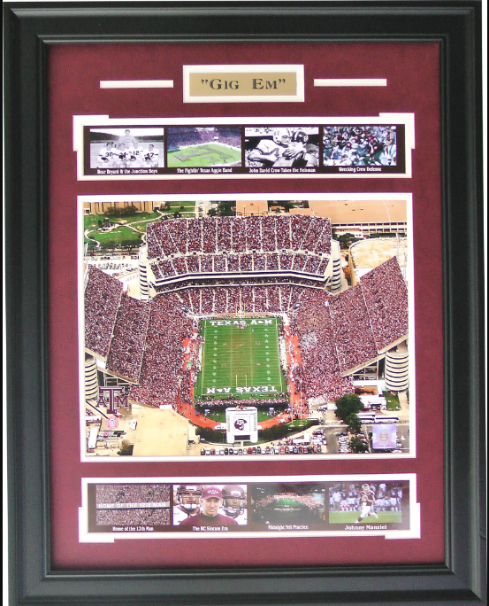 Gig Em Texas A&M Aggies Kyle Field Framed Art 20" x 25.5" 9-Photograph Player Collage