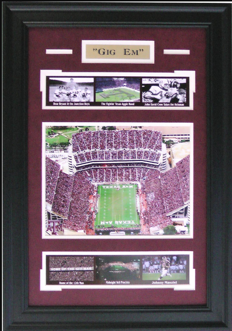 Gig Em Texas A&M Aggies Kyle Field Framed Art 16.5" x 23" 7-Photograph Player Collage