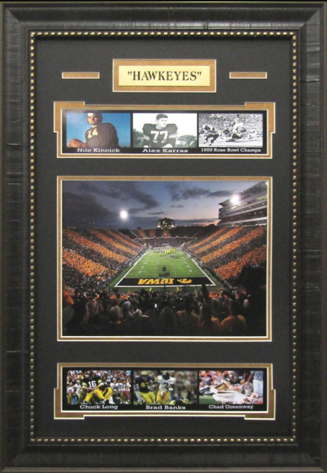 Iowa Hawkeyes Kinnick Stadium Framed Art 16" x 23" 7-Photograph Player Collage