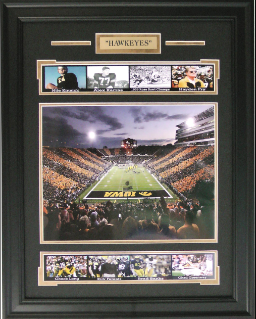 Iowa Hawkeyes Kinnick Stadium Framed Art 20" x 25.5" 7-Photograph Player Collage