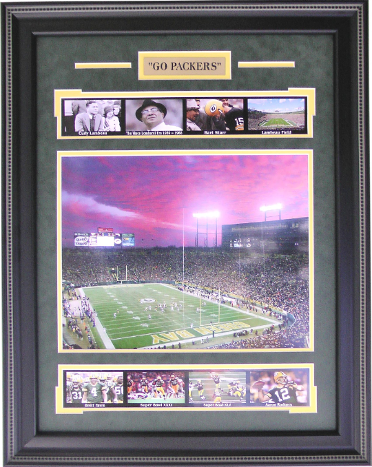 Go Packers Green Bay Packers Framed Art 20" x 25.5" 9-Photograph Collage