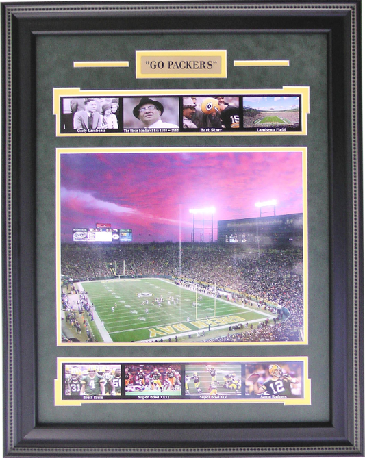 Go Packers Green Bay Packers Framed Art 20" x 25.5" 9-Photograph Collage