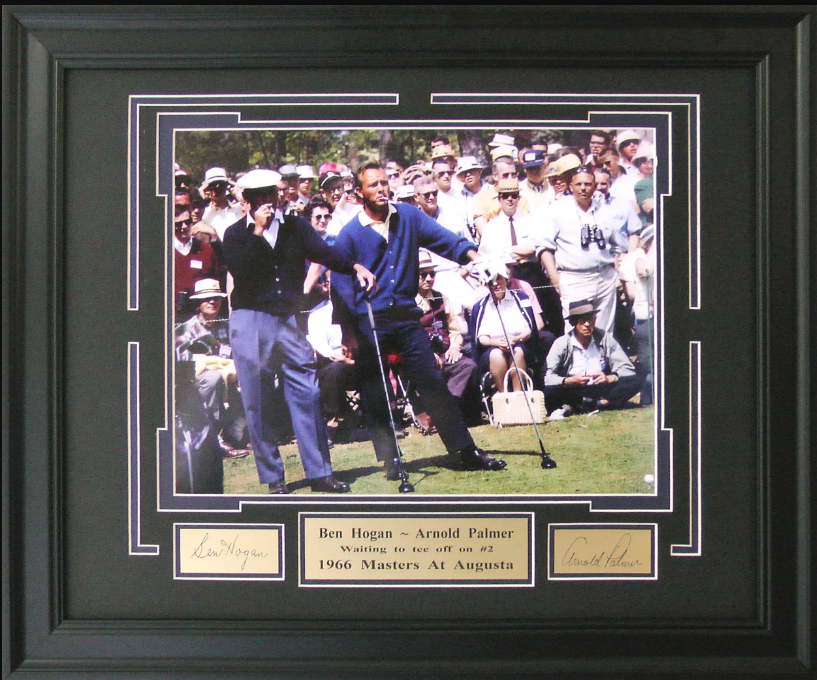 Ben Hogan & Arnold Palmer 1966 Masters 15.5" x 16.5" Photograph Framed Art with Facsimile Autographed Plates