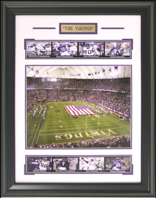 Minnesota Vikings Framed Art 20" x 25.5" 9-Photograph Player Collage