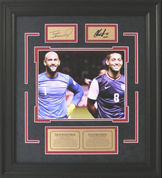 Tim Howard & Clint Dempsey US National Team Framed Art 18" x 20" Photograph with Facsimile Autographed Plates