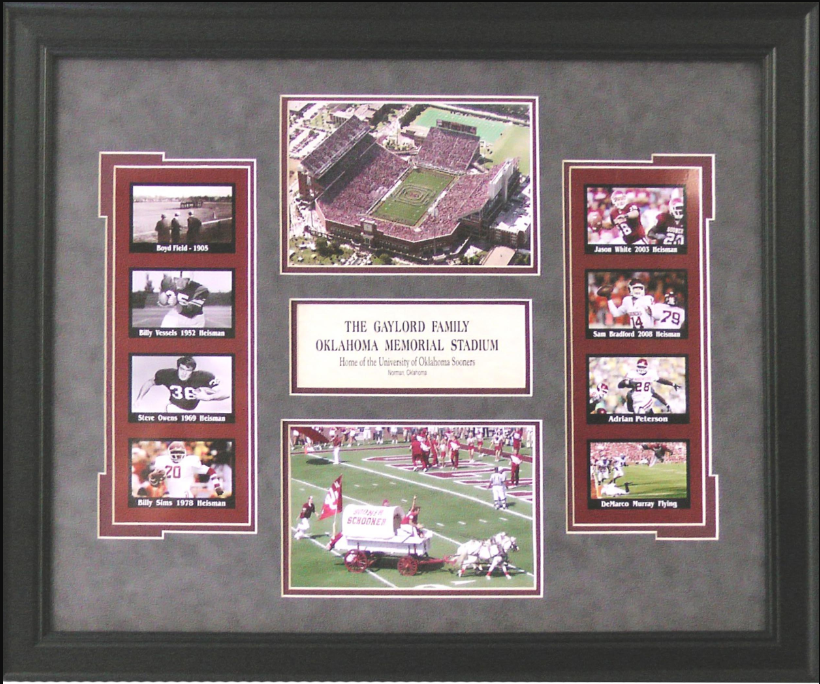 Oklahoma Sooners Gaylord Family Oklahoma Memorial Stadium Framed Art 20" x 24" 10-Photograph Player Collage